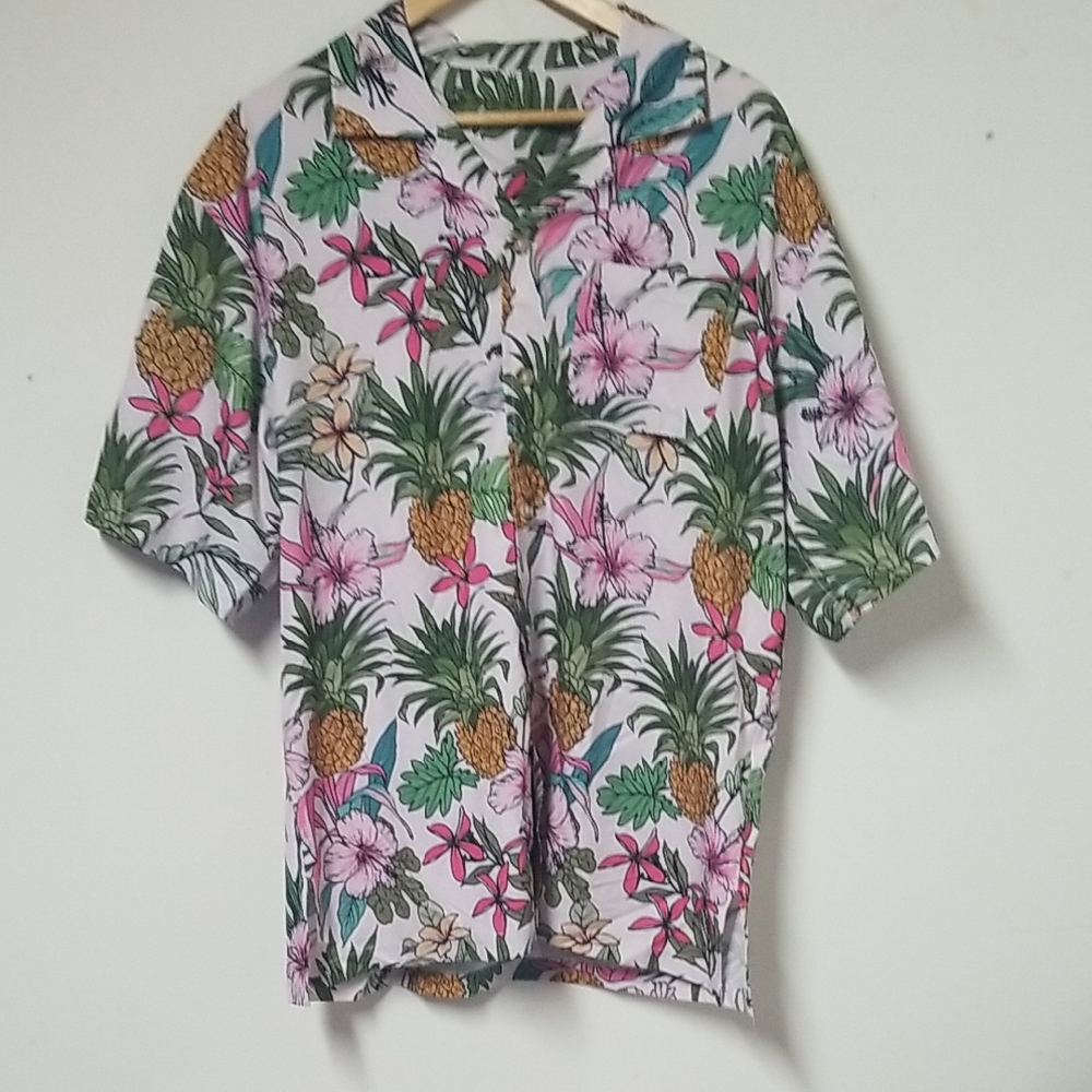 Source Unknown Tropical Floral Men's Casual Button Down Shirt